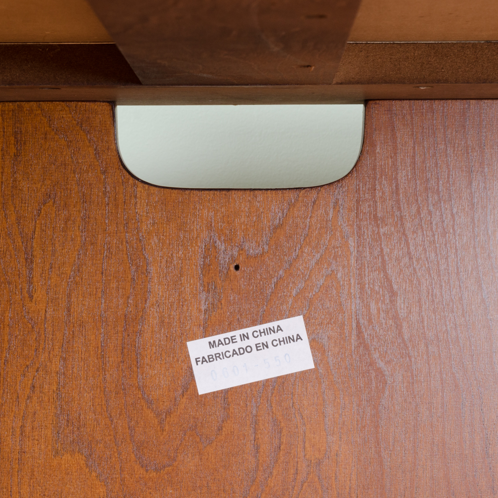 Wooden Office Desk with Leather Inlay Top