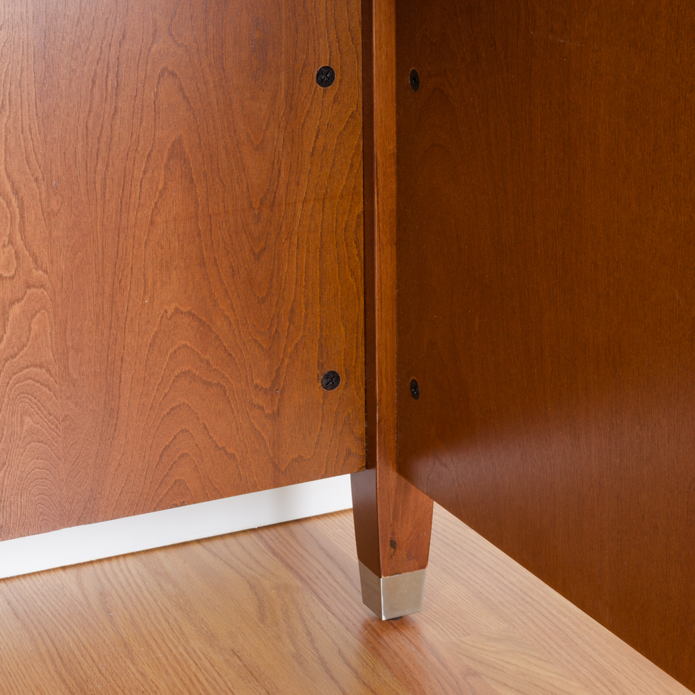 Wooden Office Desk with Leather Inlay Top