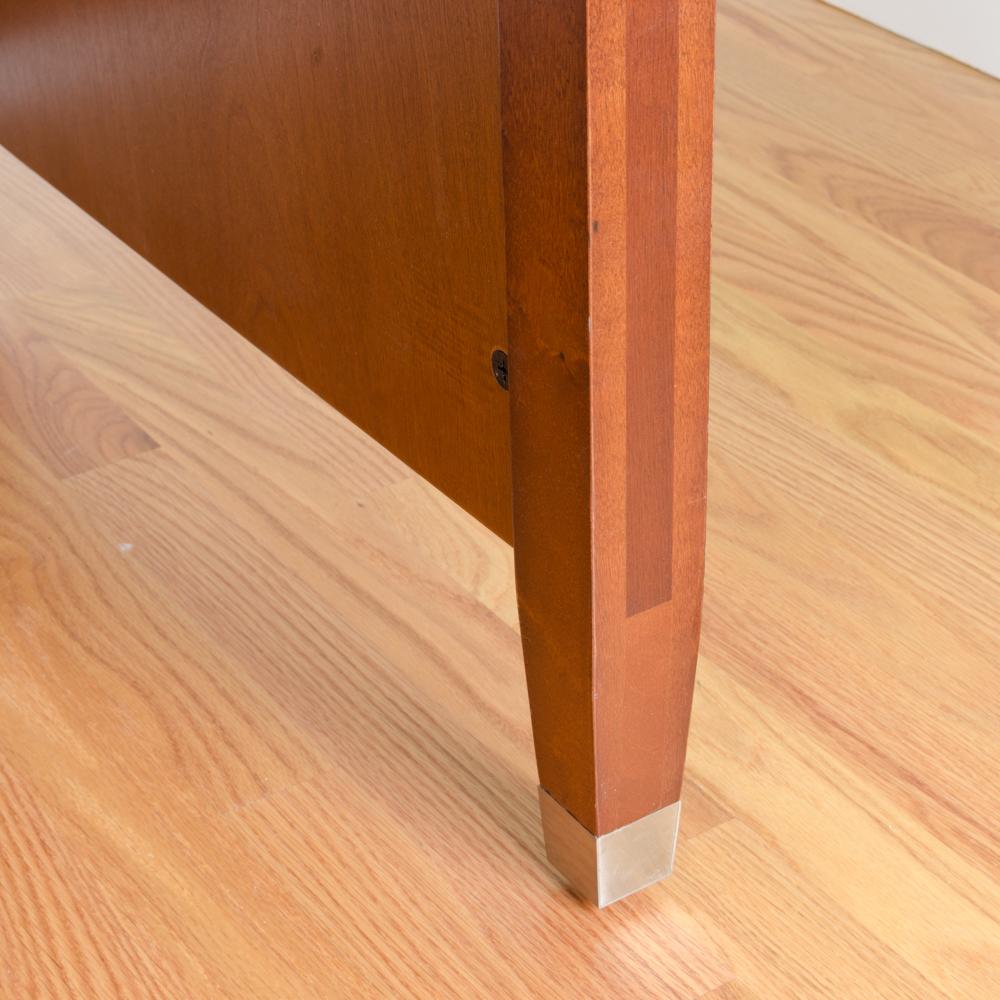 Wooden Office Desk with Leather Inlay Top
