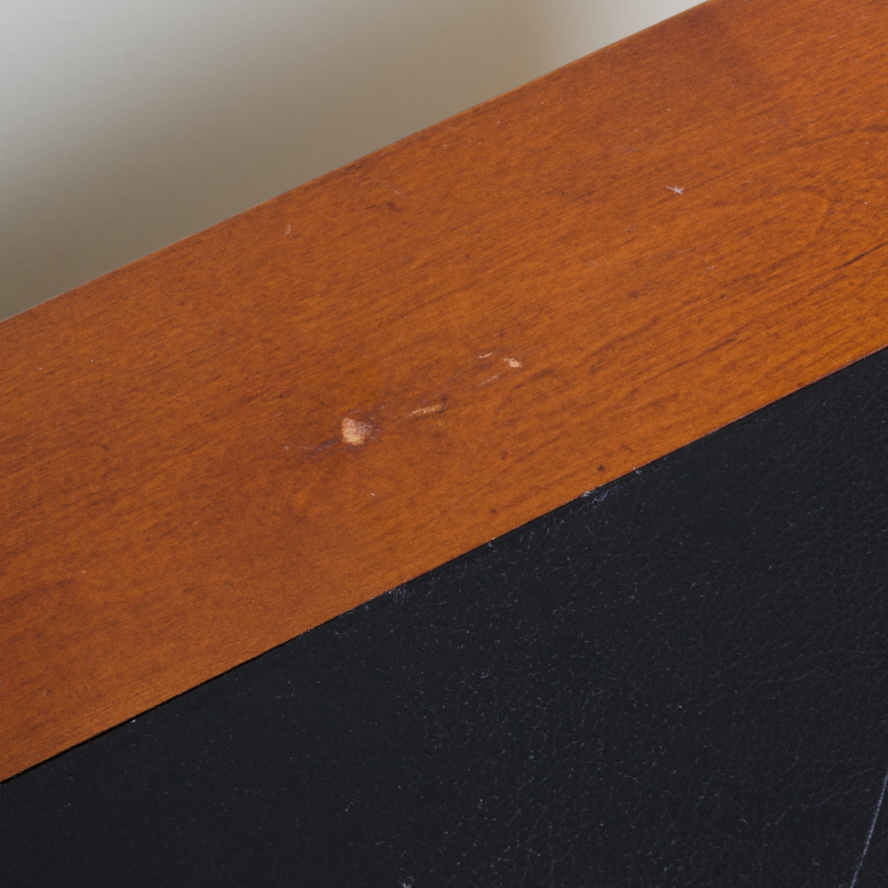 Wooden Office Desk with Leather Inlay Top