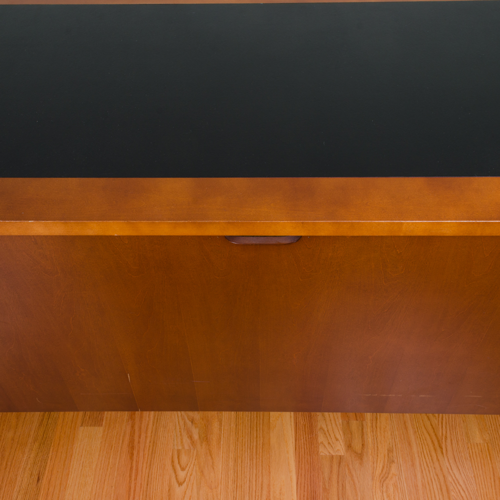 Wooden Office Desk with Leather Inlay Top