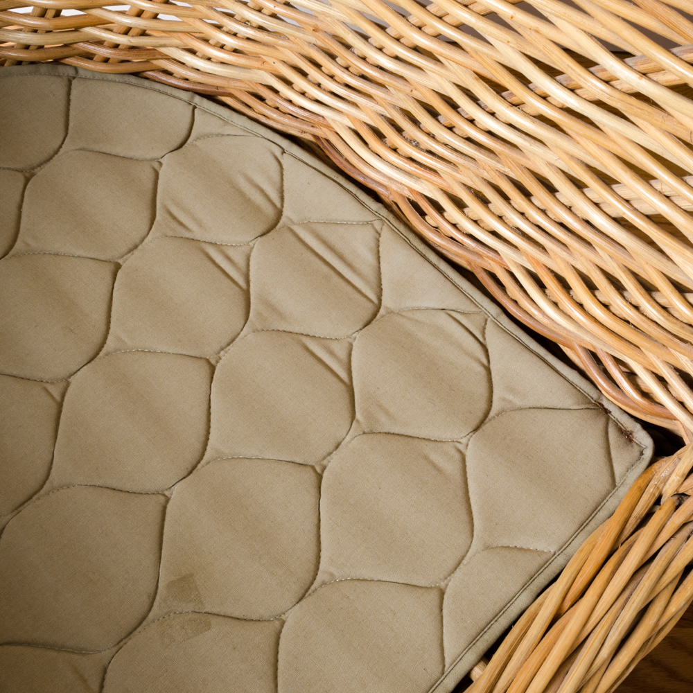 Wicker Chair with Ottoman and Cushions