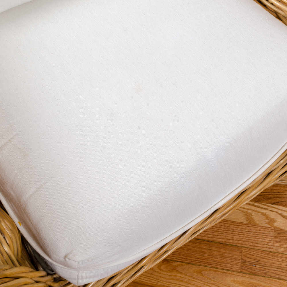 Wicker Chair with Ottoman and Cushions