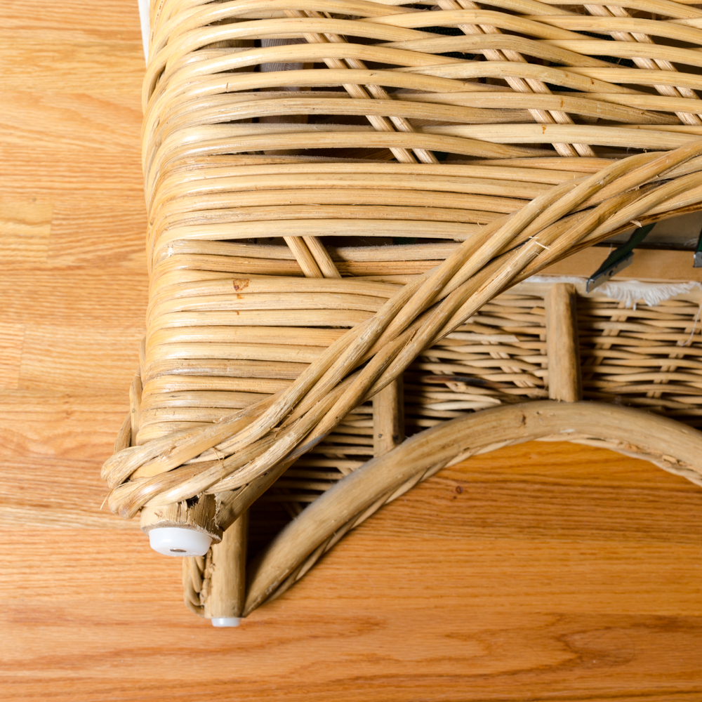 Wicker Chair with Ottoman and Cushions