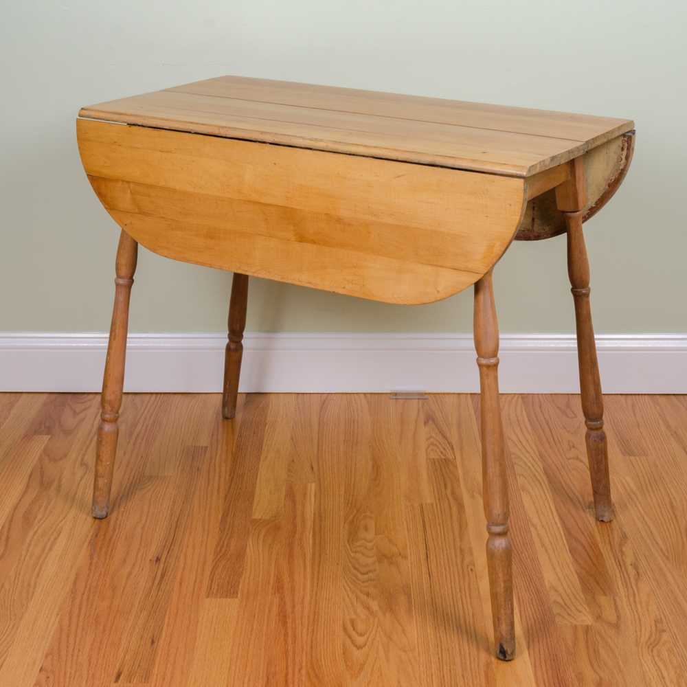 Vintage Wooden Drop-Leaf Side Table