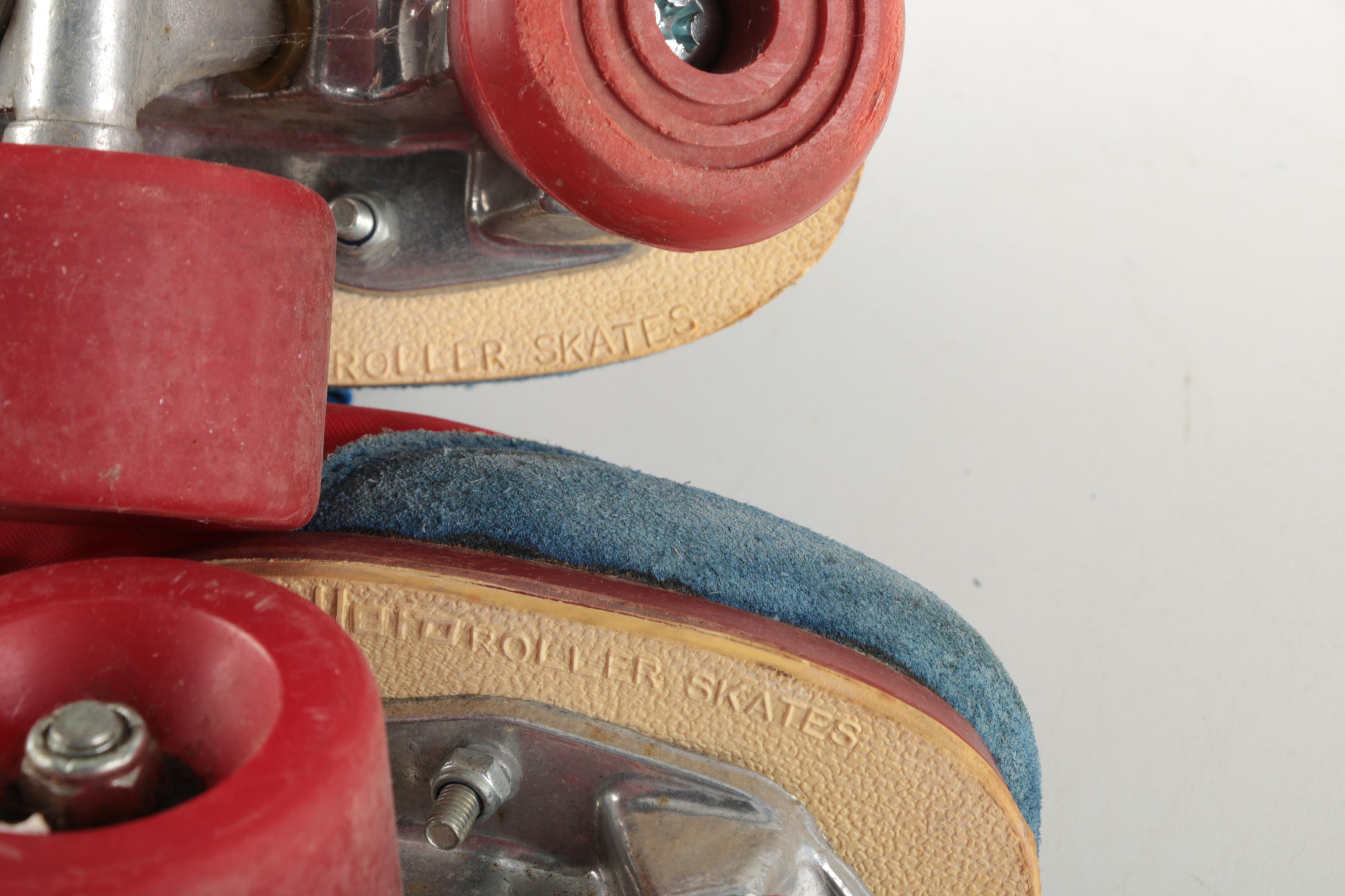 Colorful Disco Style Pair of Suede Roller Skates