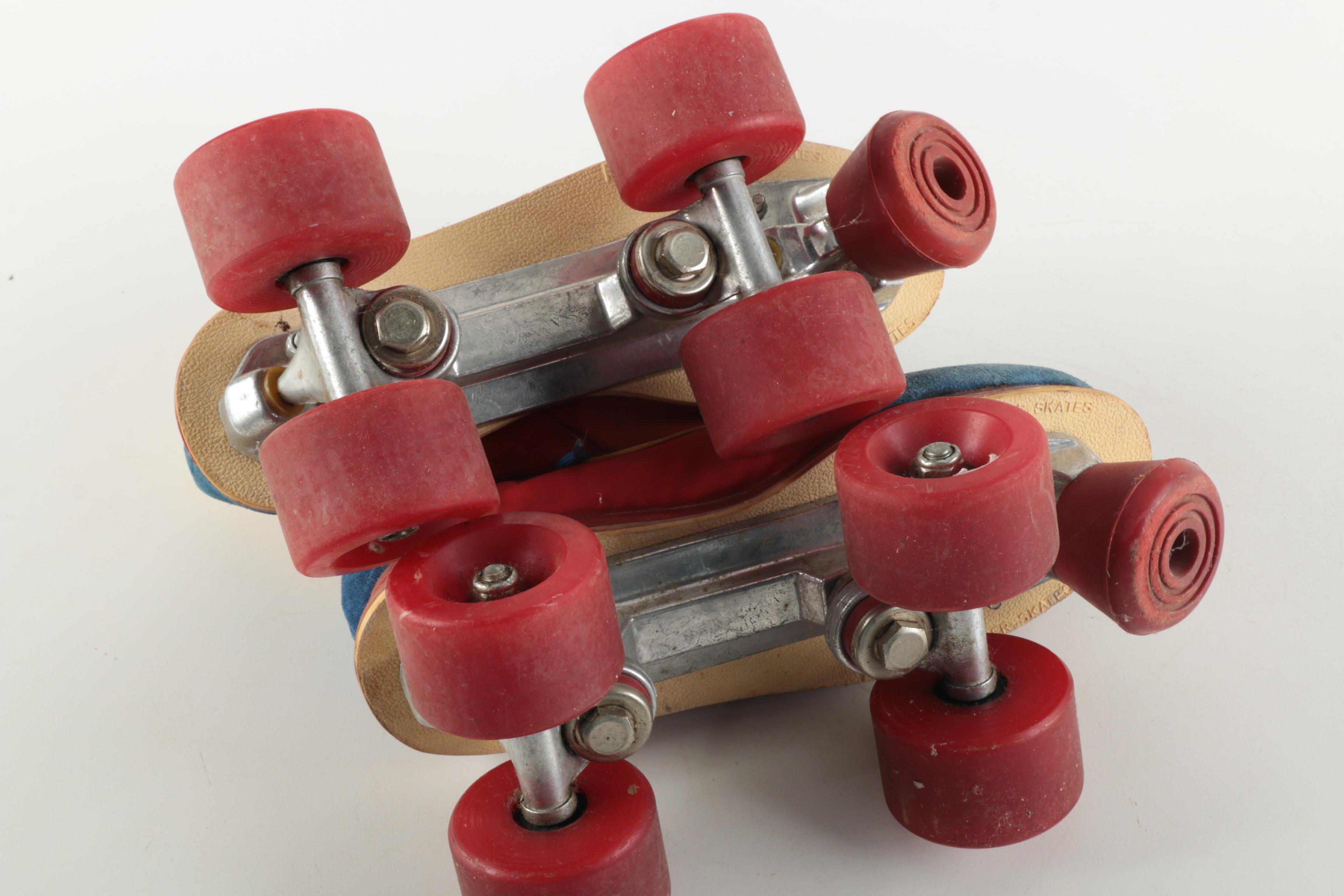 Colorful Disco Style Pair of Suede Roller Skates