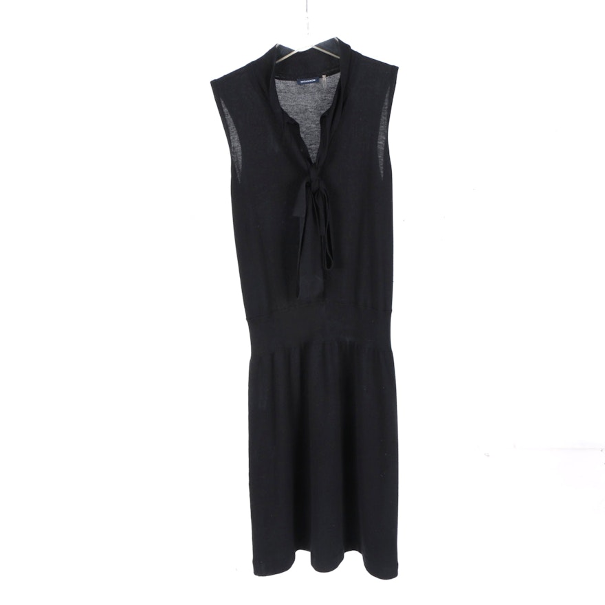 Magaschoni Black Cashmere Blend Knit Sleeveless Dress