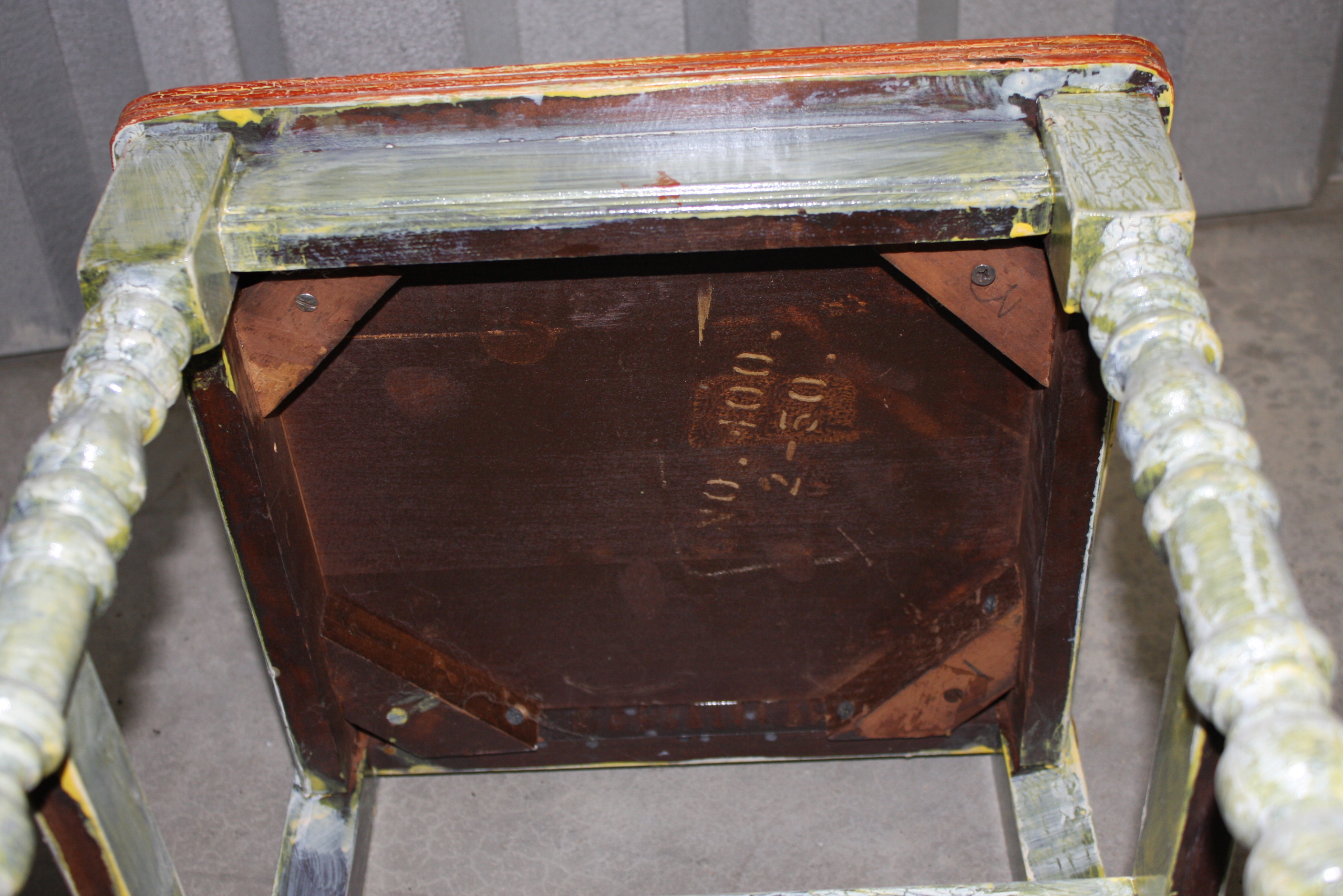 Vintage Painted Telephone Table and Chair