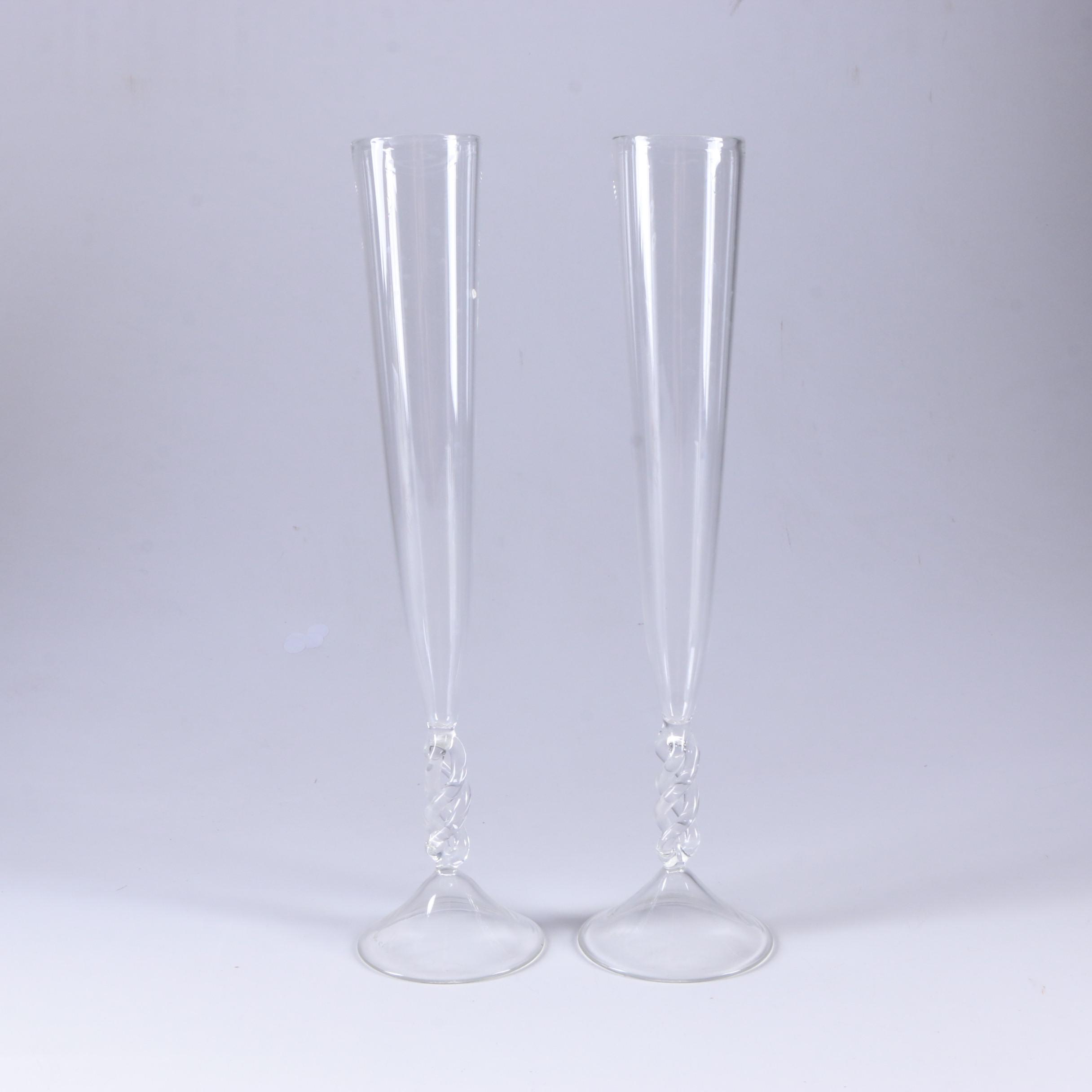 Modern Art Glass Champagne Flutes