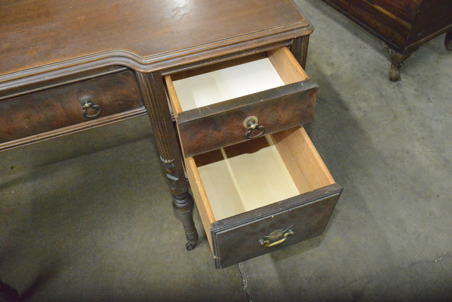 Vintage Sheraton Style Walnut Writing Desk