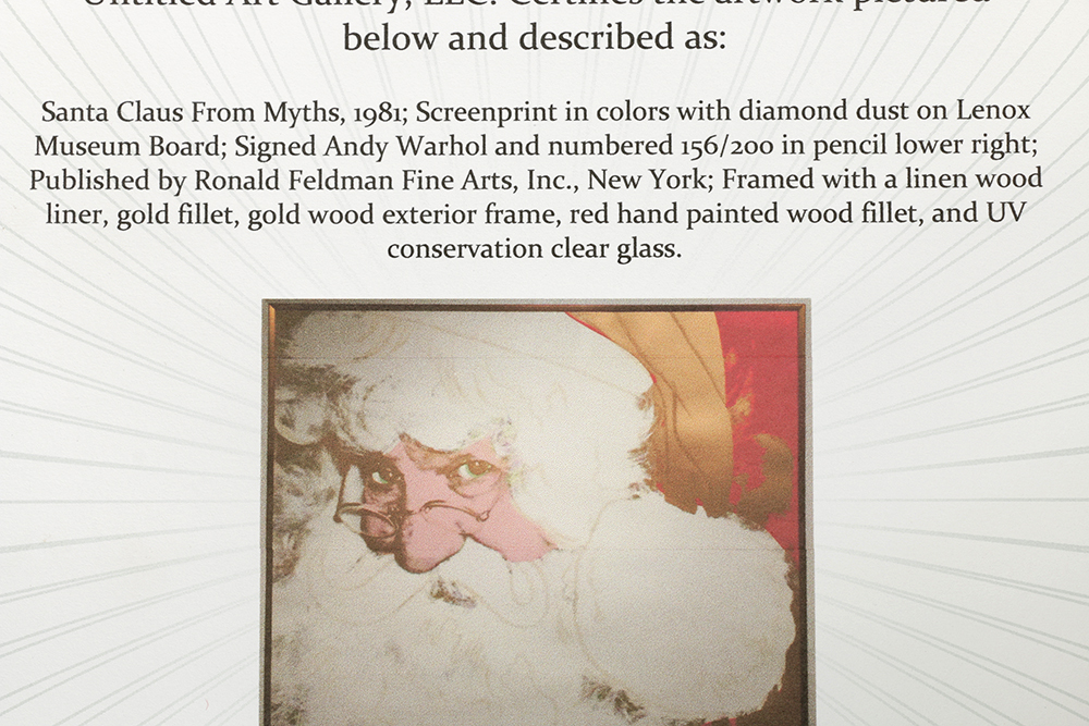 Andy Warhol Limited Edition Serigraph with Diamond Dust "Santa Claus"