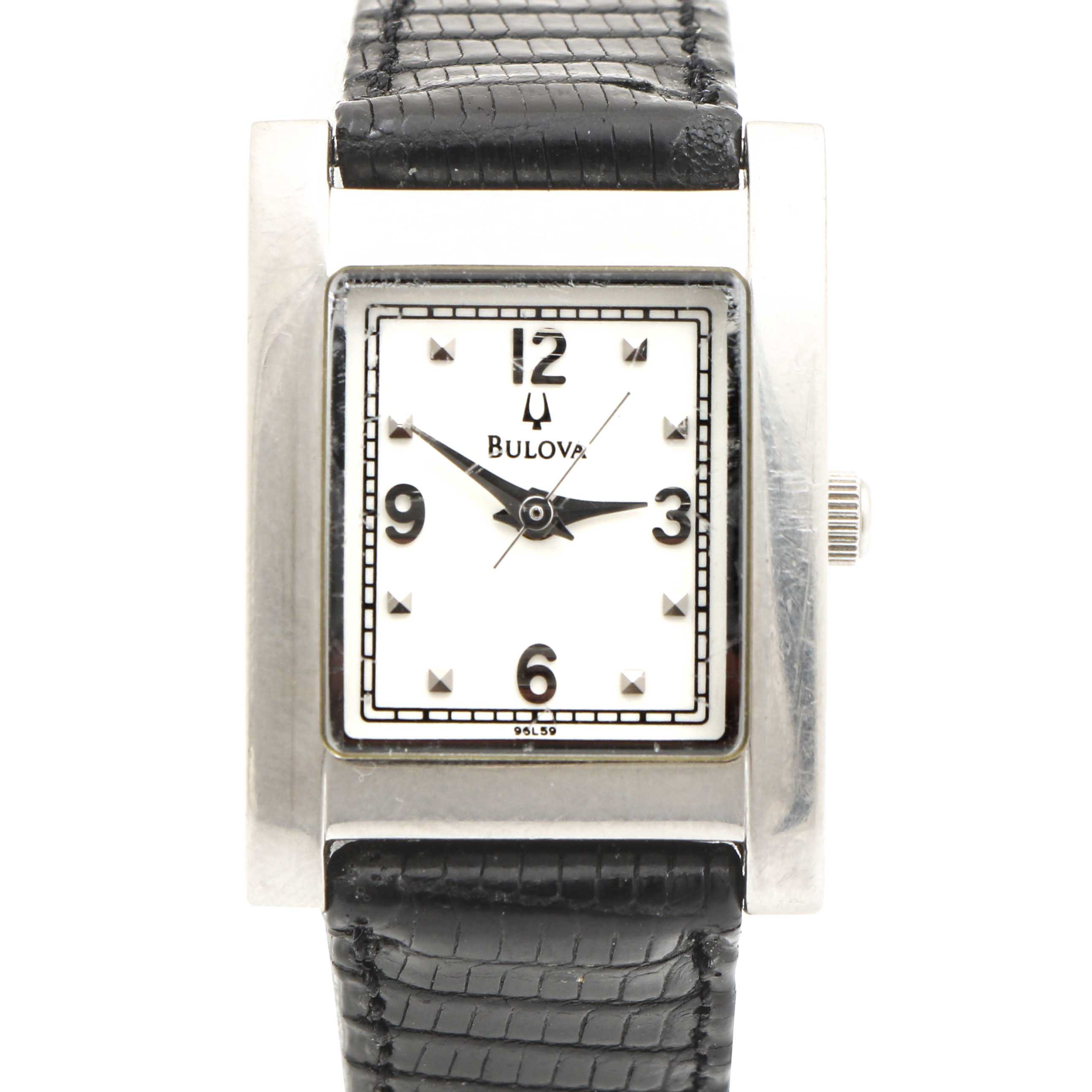 Bulova Stainless Steel and Leather Watch