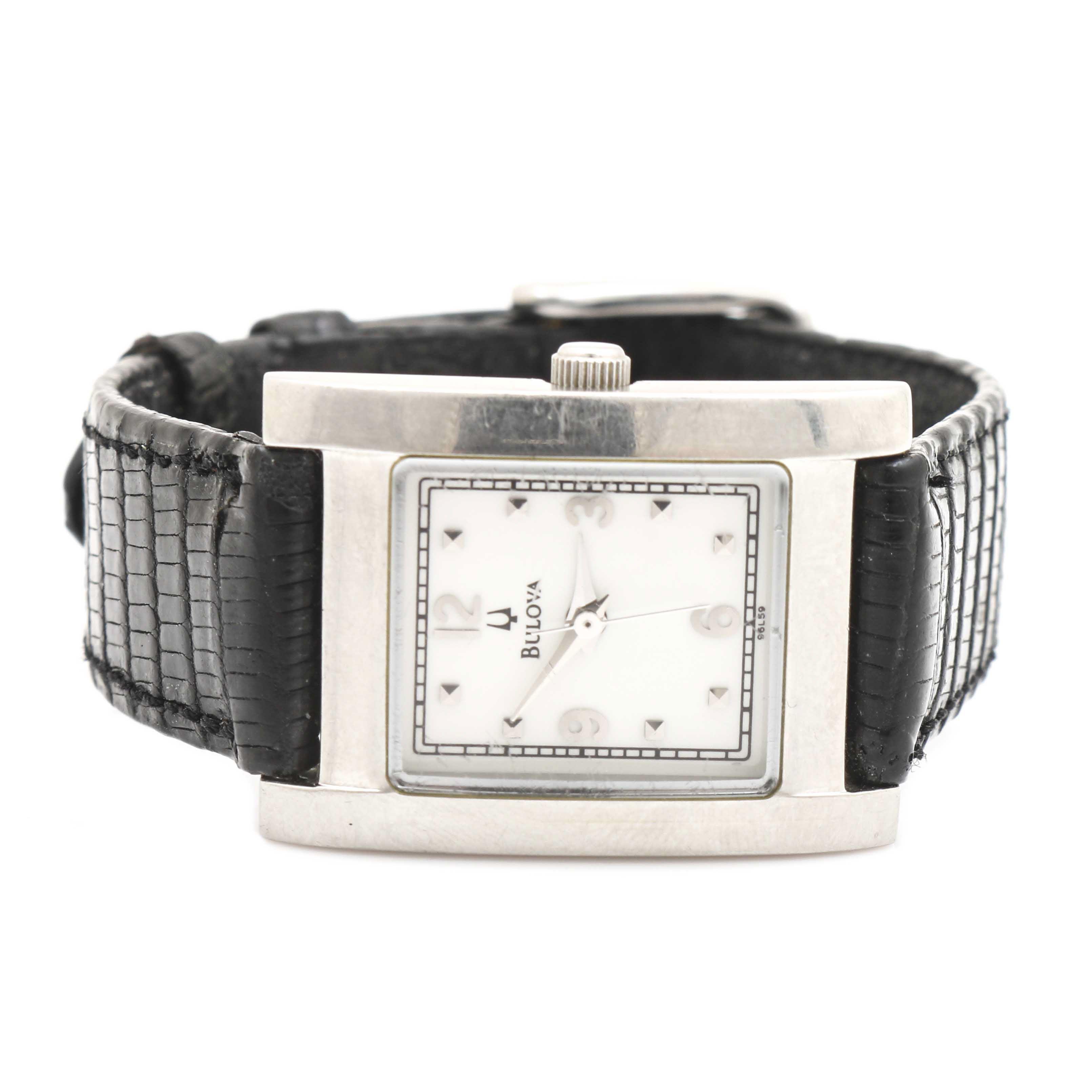 Bulova Stainless Steel and Leather Watch