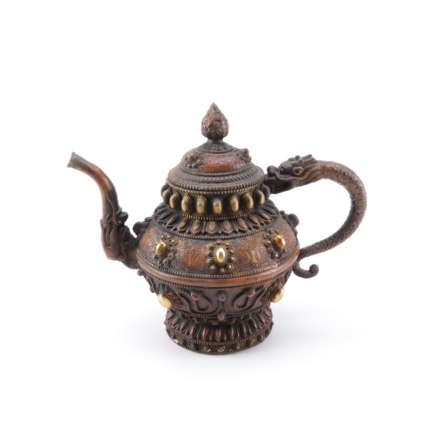 Tibetan Copper and Brass Teapot