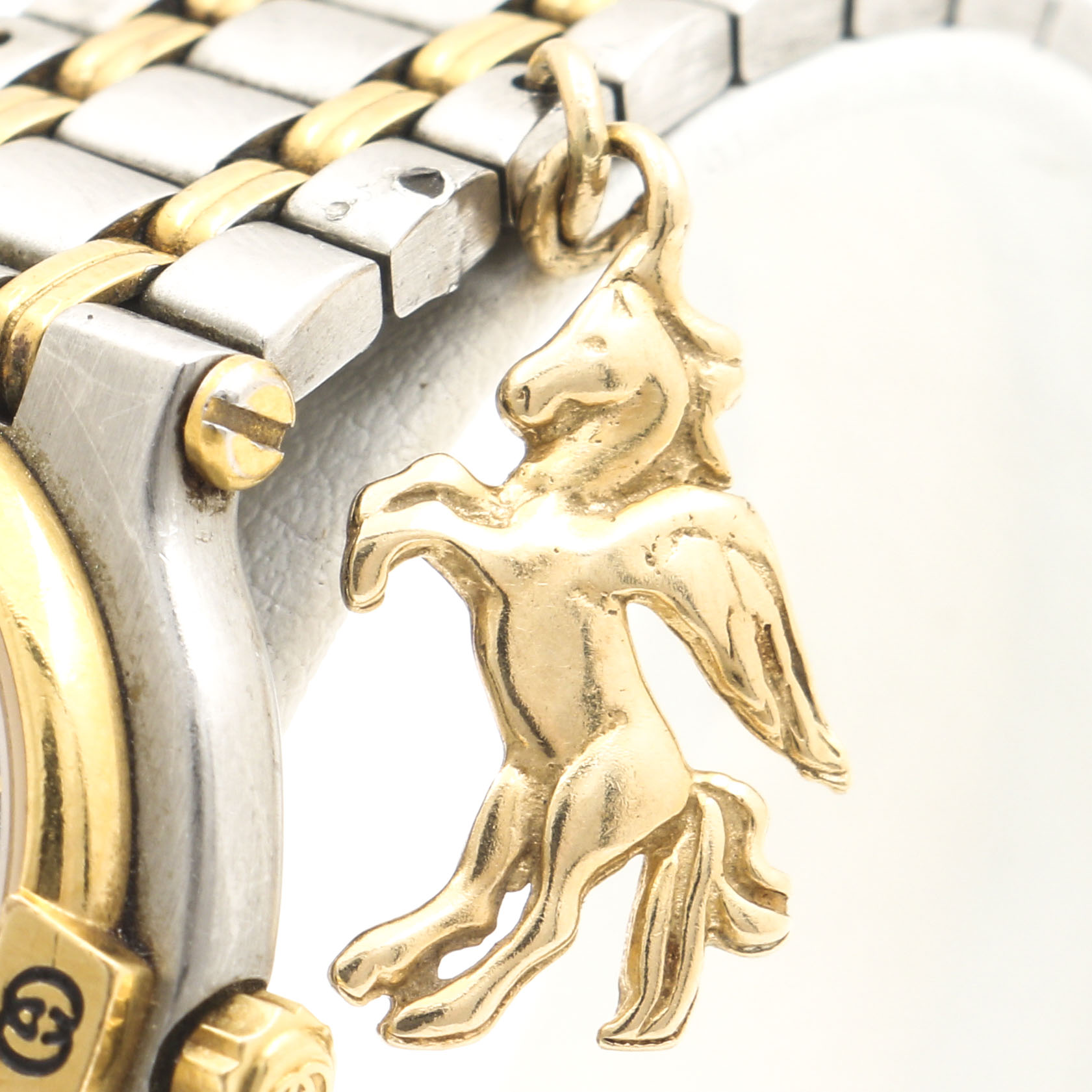 Gucci Stainless Steel Watch With 14K Yellow Gold Charms