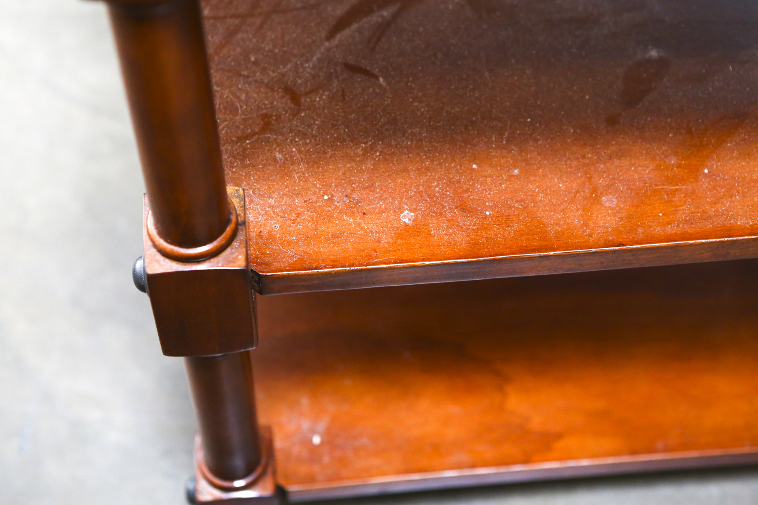 Pair of Accent Tables with Stone Tops and Shelving