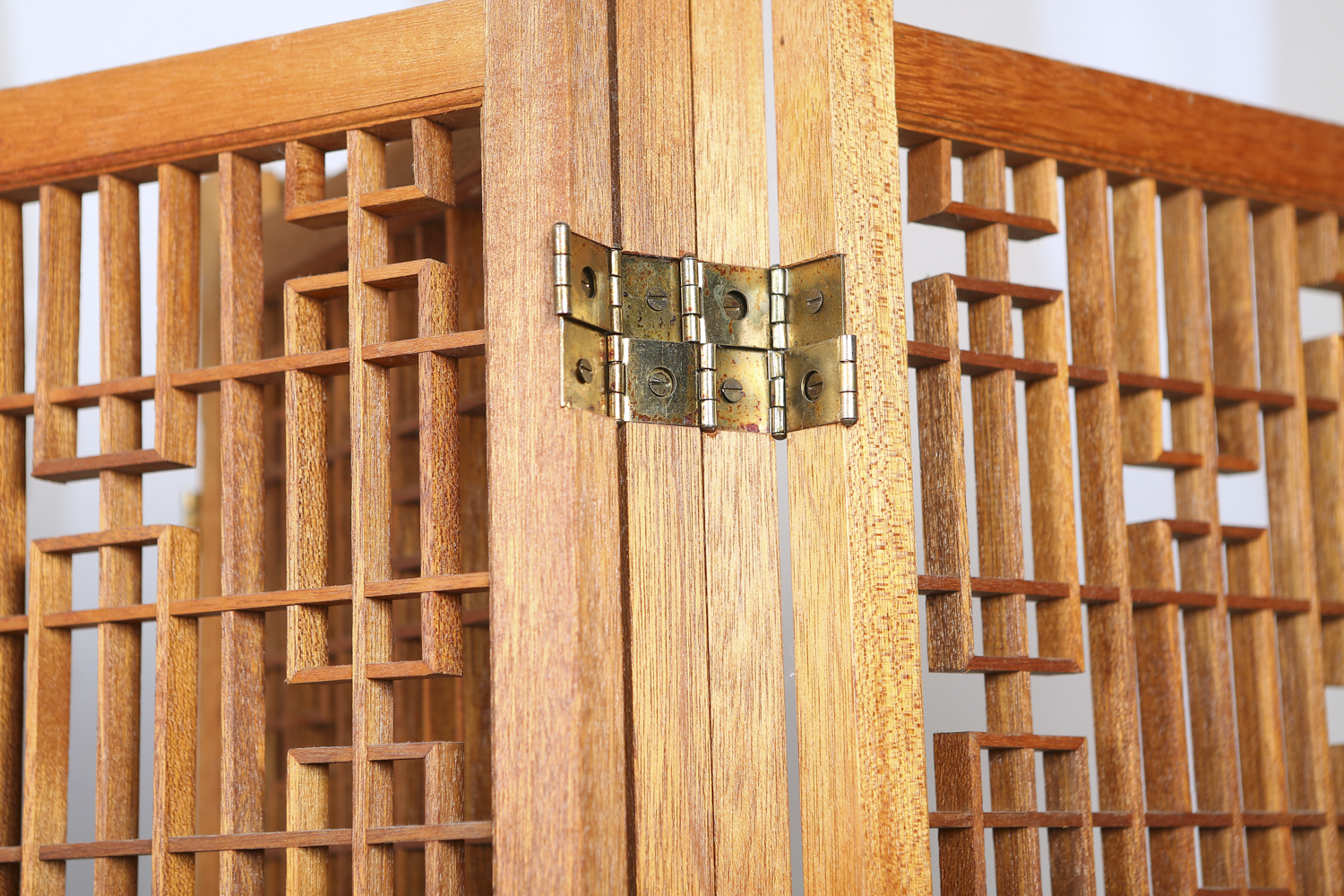 Mid Century Modern Geometric Openwork Teak Room Divider