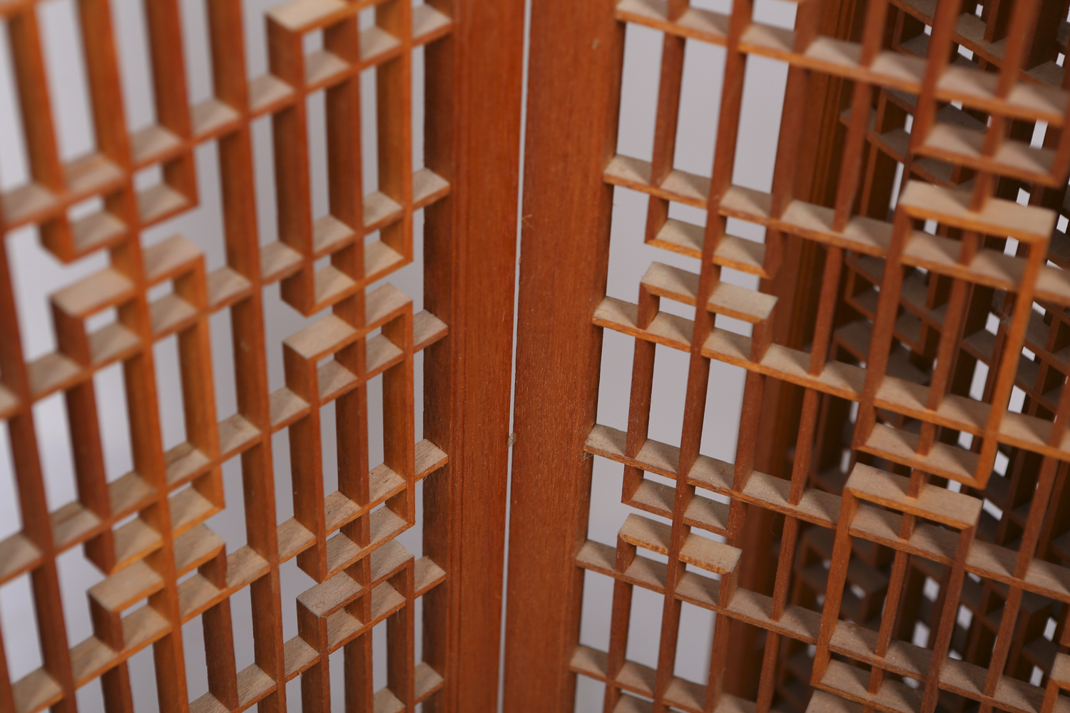 Mid Century Modern Geometric Openwork Teak Room Divider
