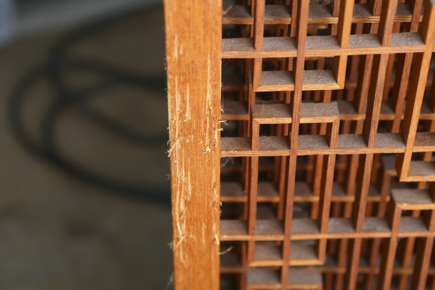 Mid Century Modern Geometric Openwork Teak Room Divider