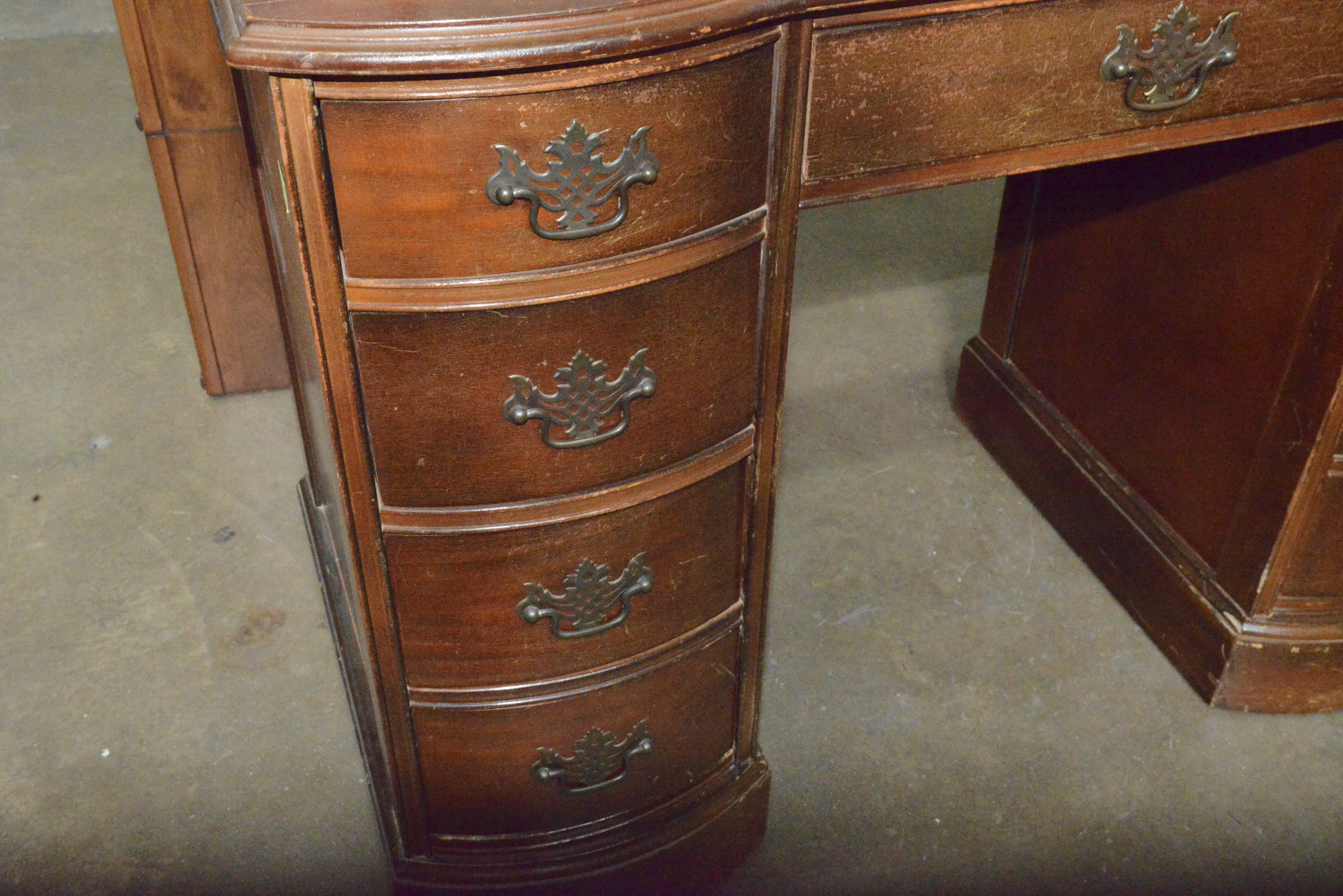 Vintage Chippendale Style Leather Top Desk