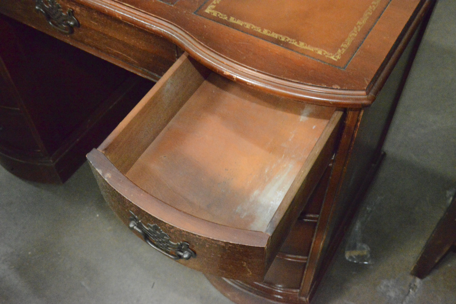 Vintage Chippendale Style Leather Top Desk