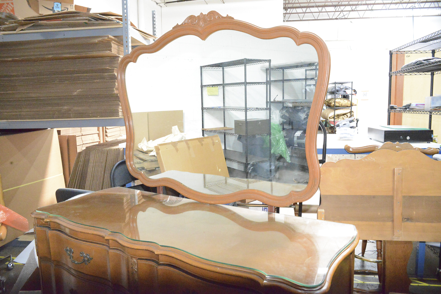 Vintage French Provencal Style Maple Dresser and Mirror