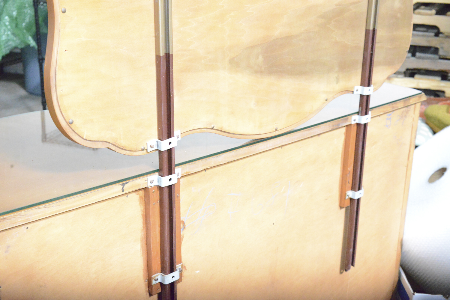 Vintage French Provencal Style Maple Dresser and Mirror