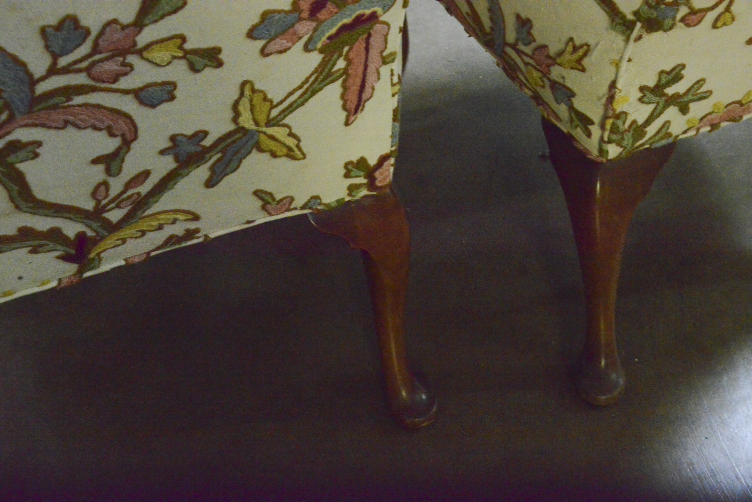 Pair of Wingback Chairs with Raised Embroidery