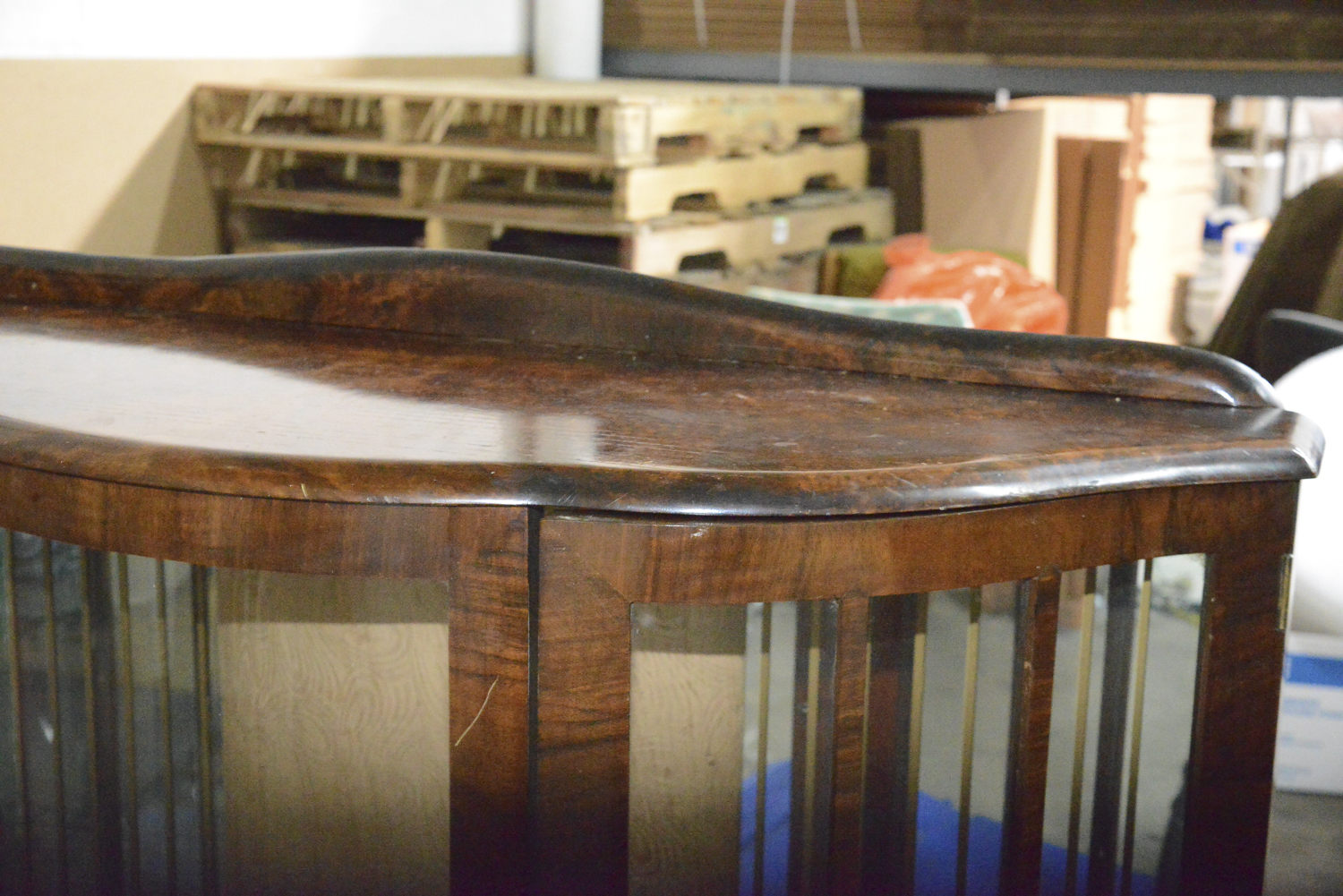 Vintage Queen Anne Style Bow Front Display Cabinet