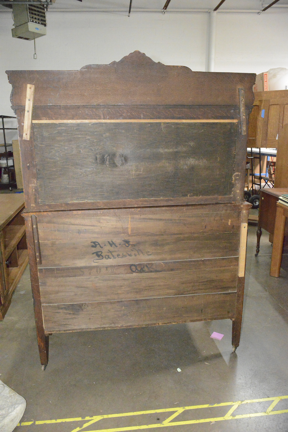 Antique Victorian Quarter Swan Oak Carved Sideboard