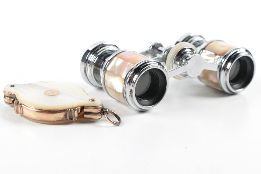 Vintage Mother of Pearl Opera Glasses and Folding Glasses