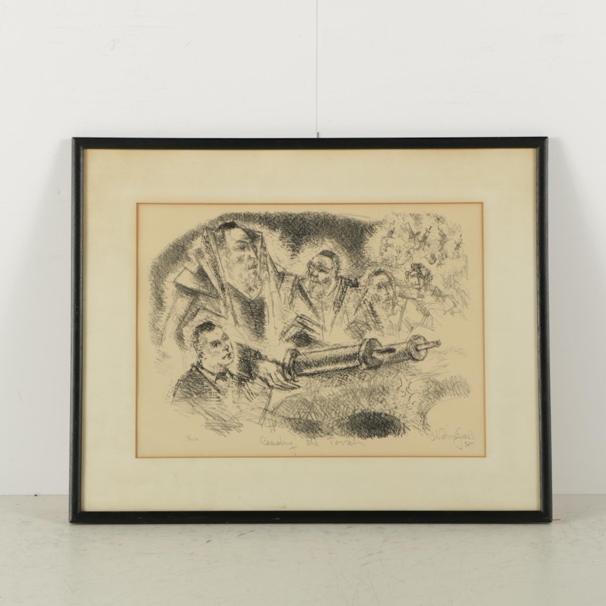 Chaim Gross Limited Edition Lithograph on Paper "Reading the Torah"