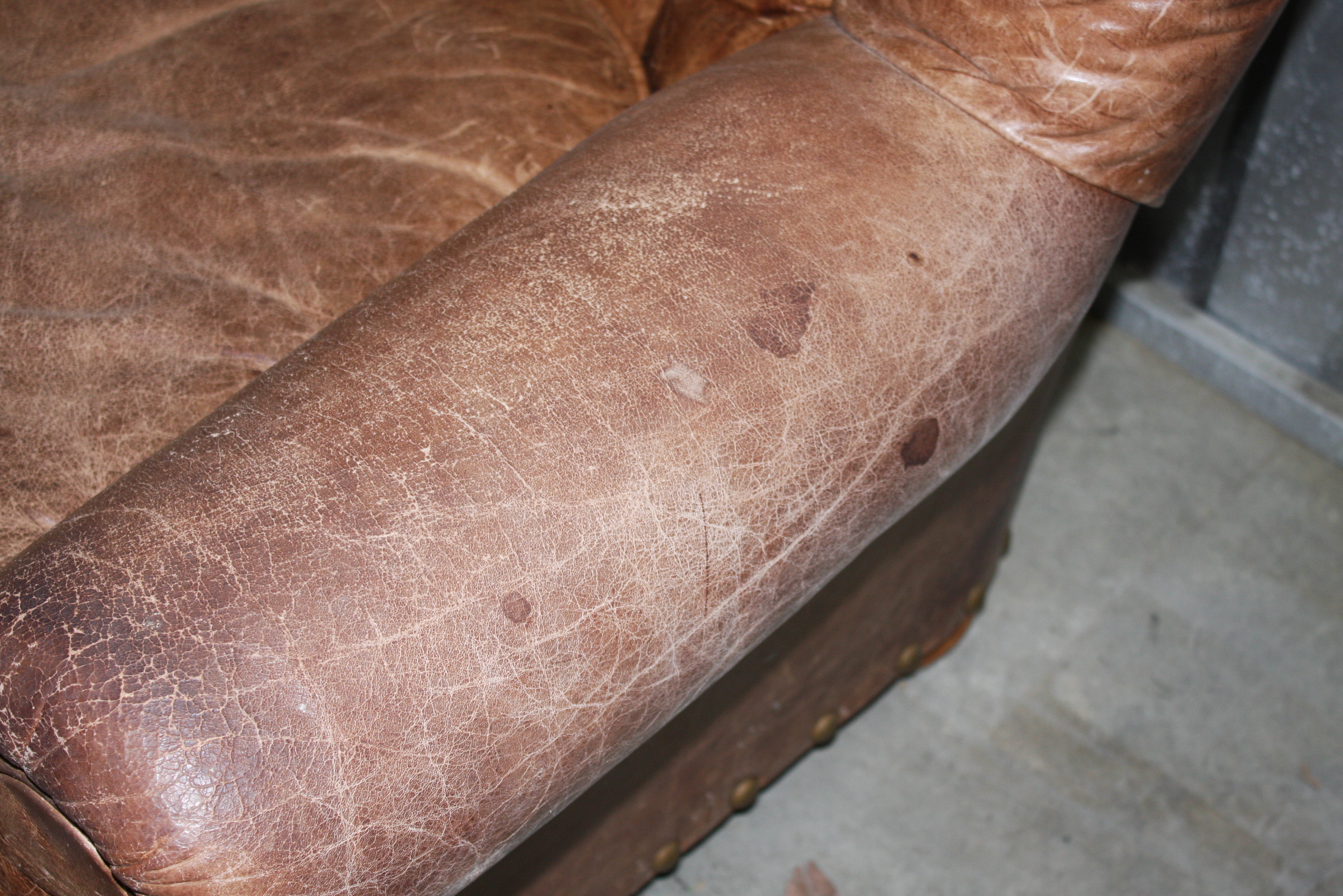 Vintage Leather Armchair with Ottoman