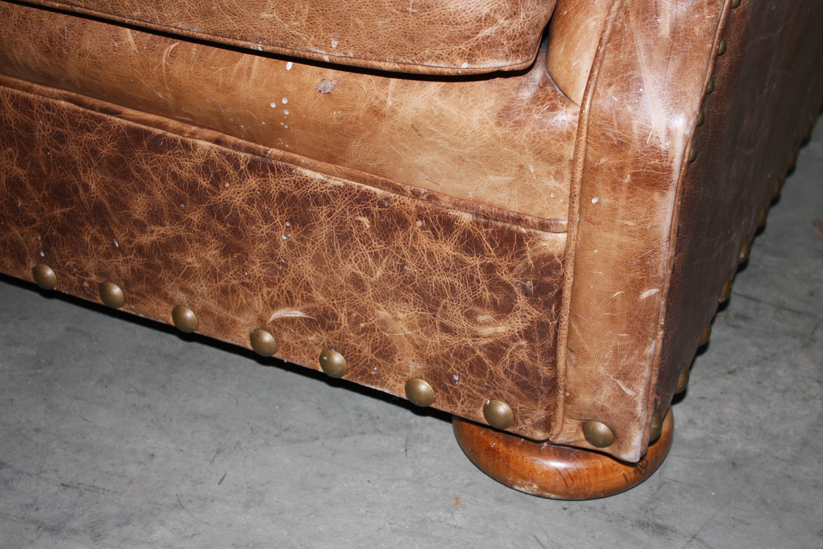 Vintage Leather Armchair with Ottoman