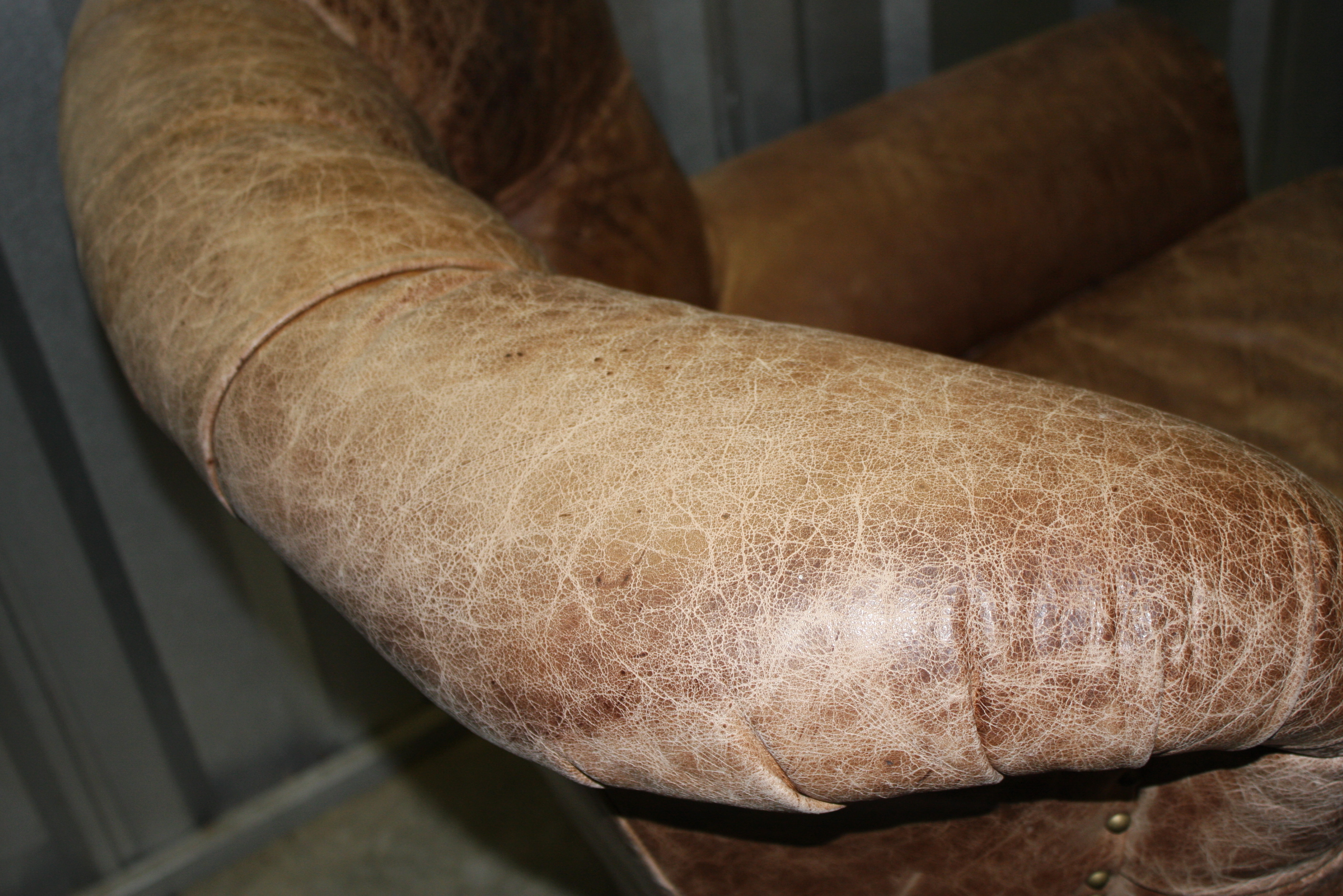 Vintage Leather Armchair with Ottoman