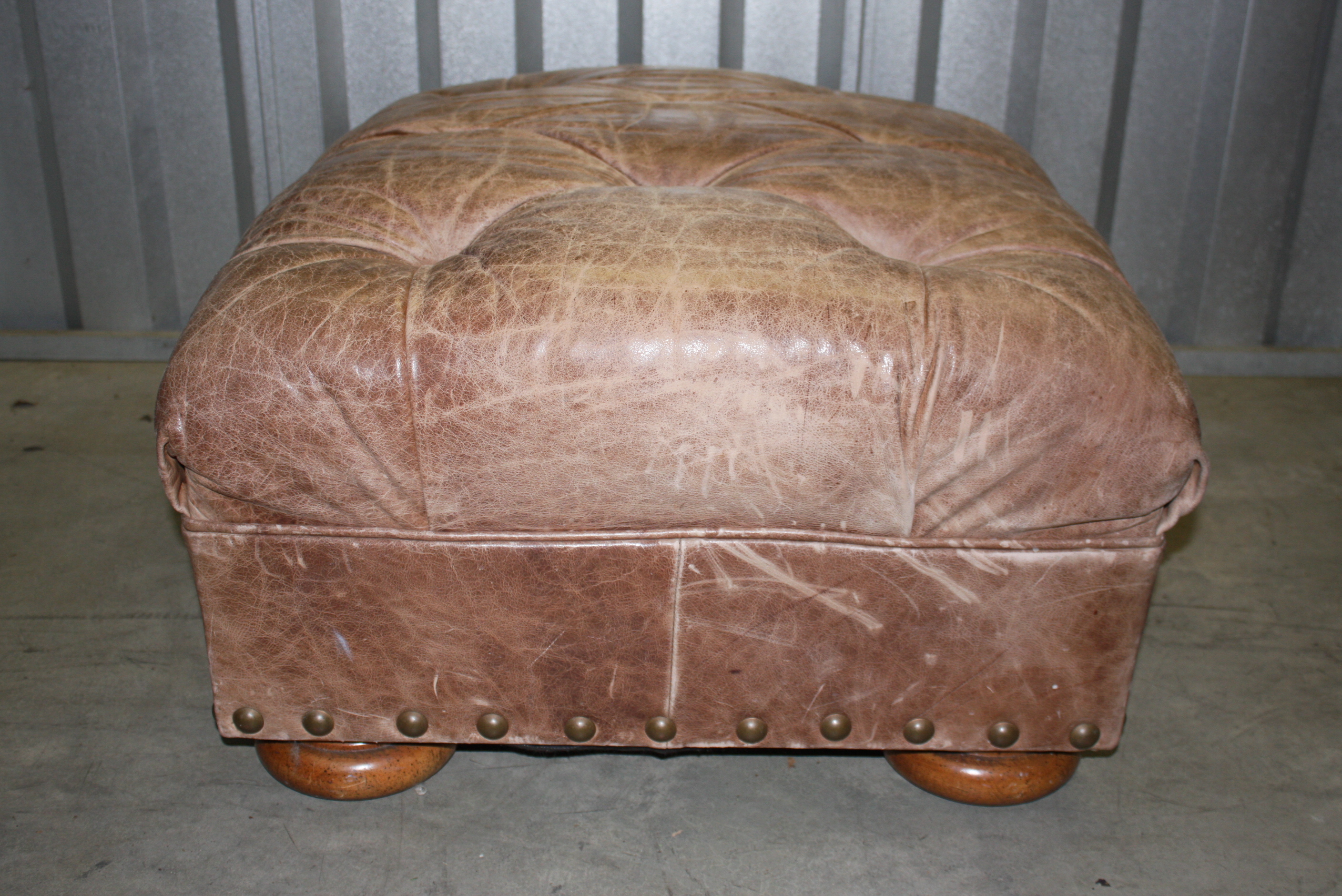 Vintage Leather Armchair with Ottoman