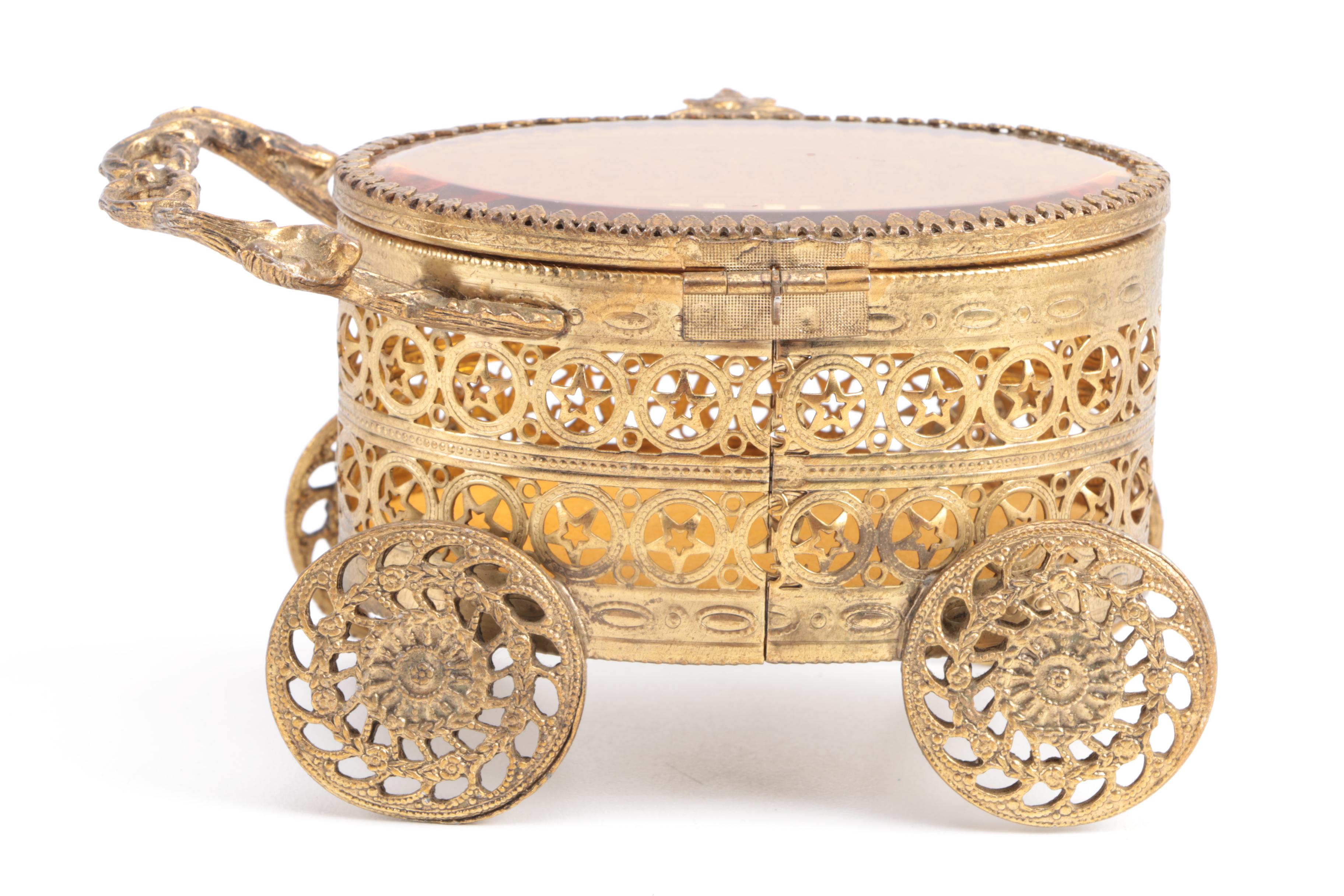 Hollywood Regency Gold Tone Reticulated Vanity Boxes