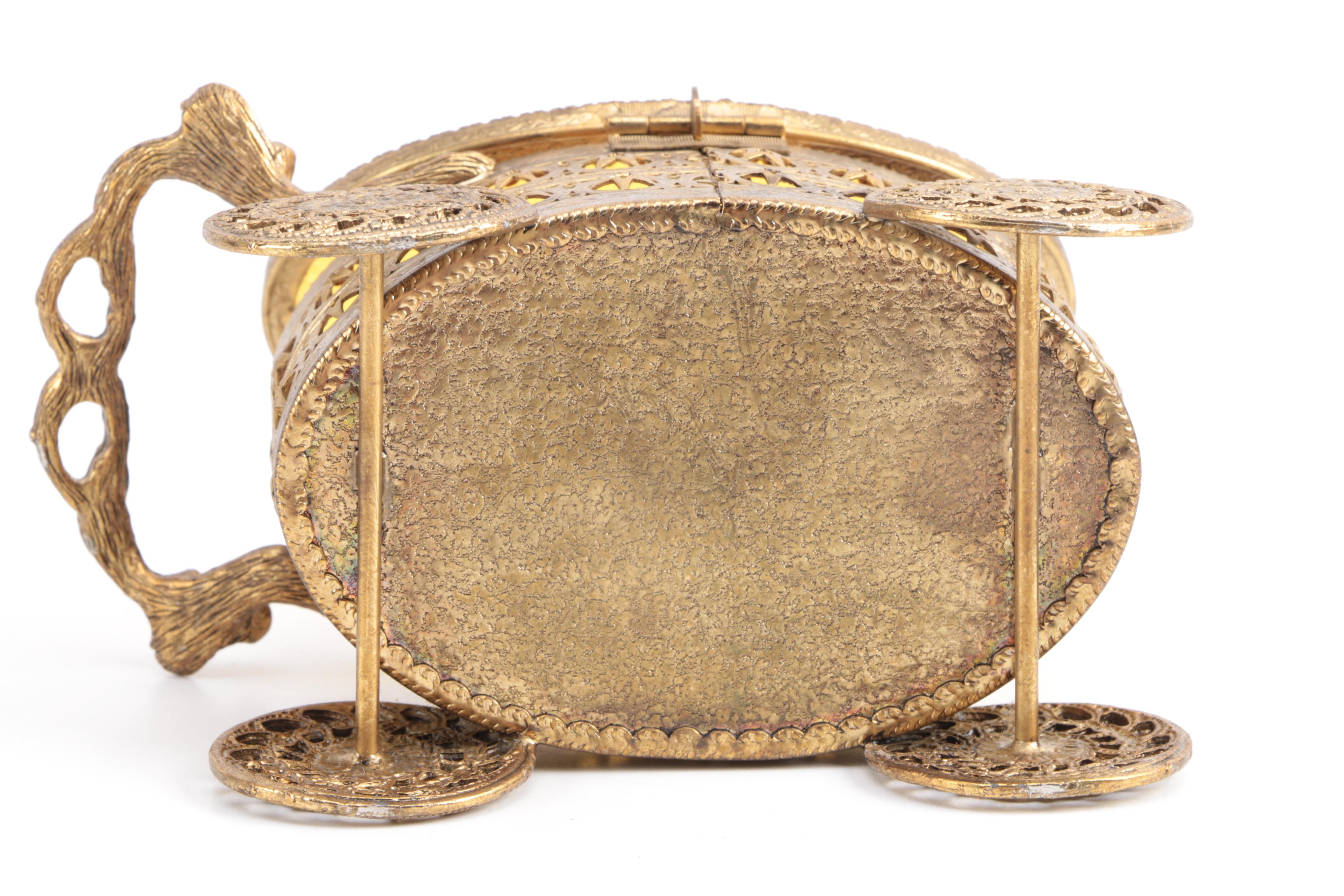 Hollywood Regency Gold Tone Reticulated Vanity Boxes