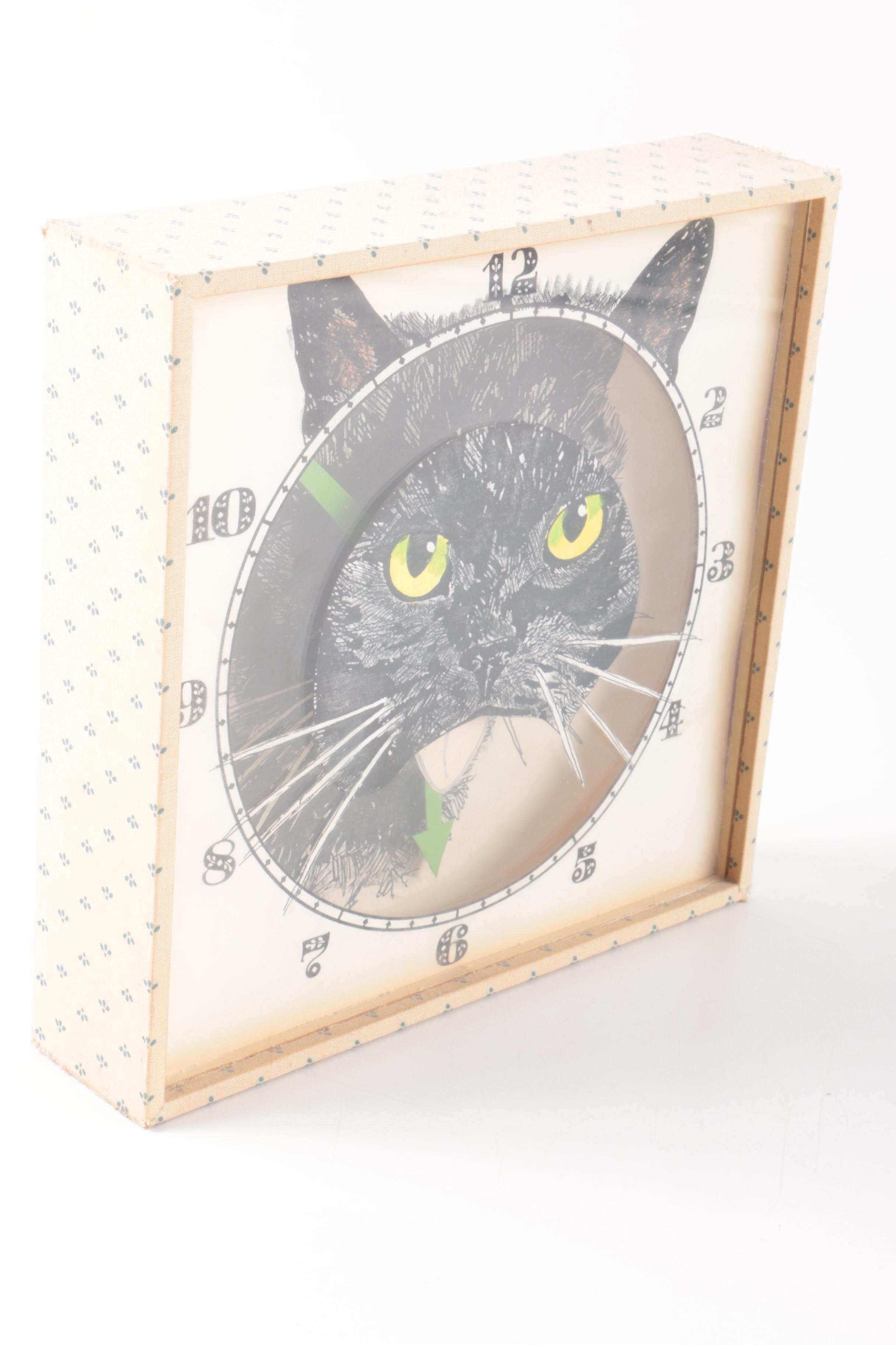 Handmade Wall Cat Clock