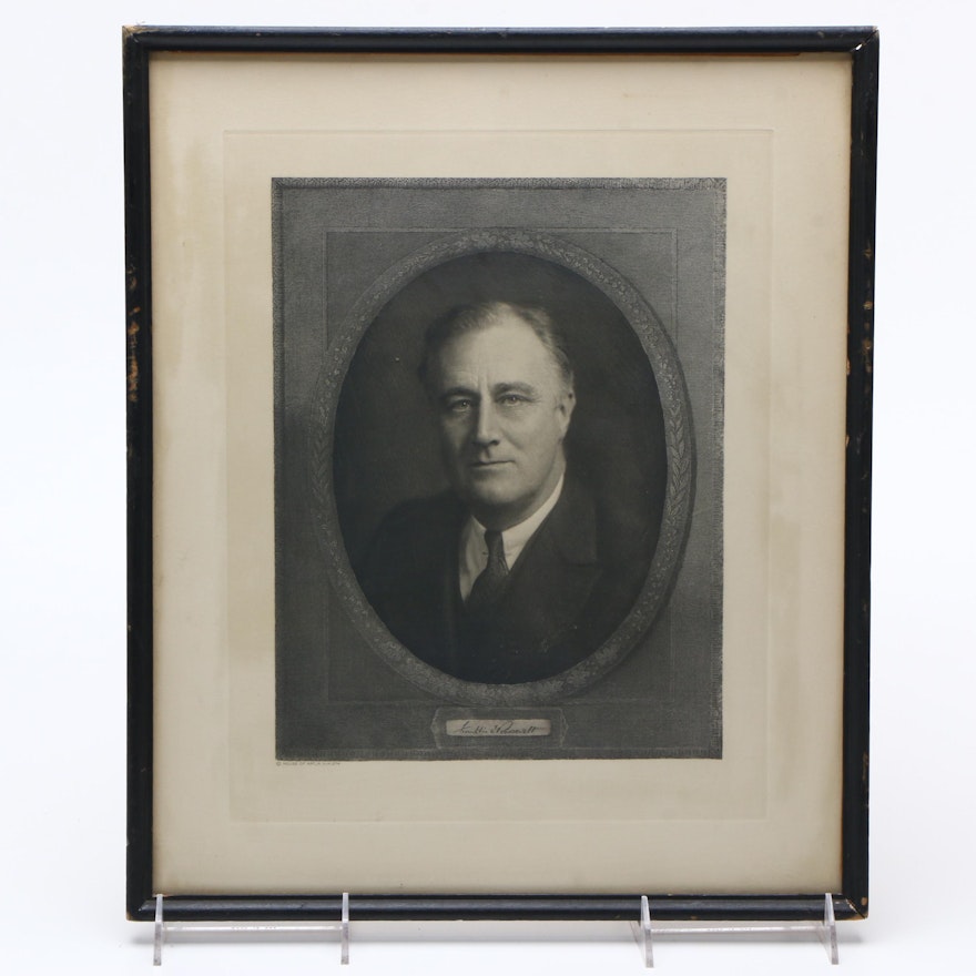 Engraving on Paper Portrait of President Franklin D. Roosevelt
