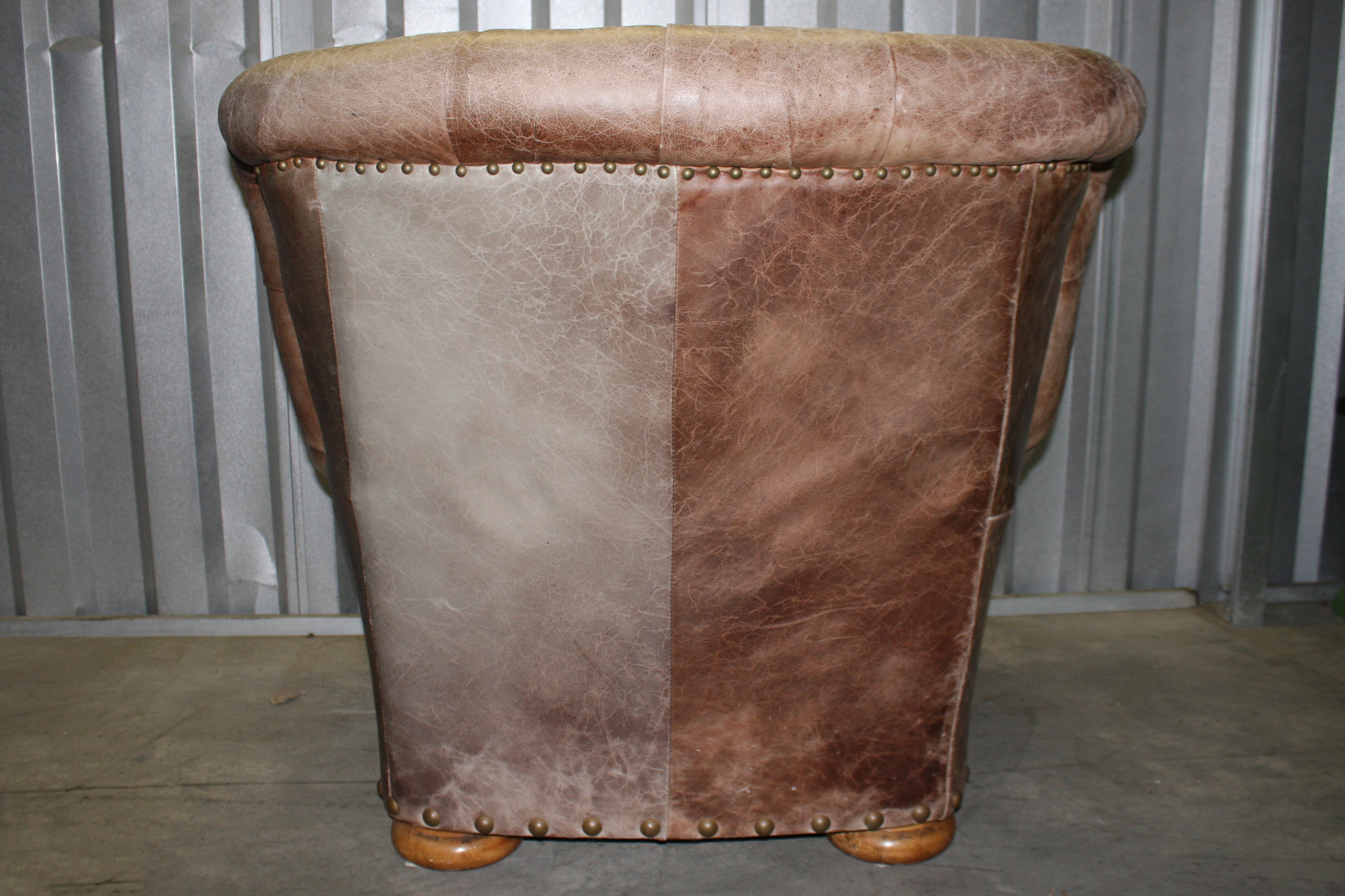 Vintage Leather Armchair with Ottoman