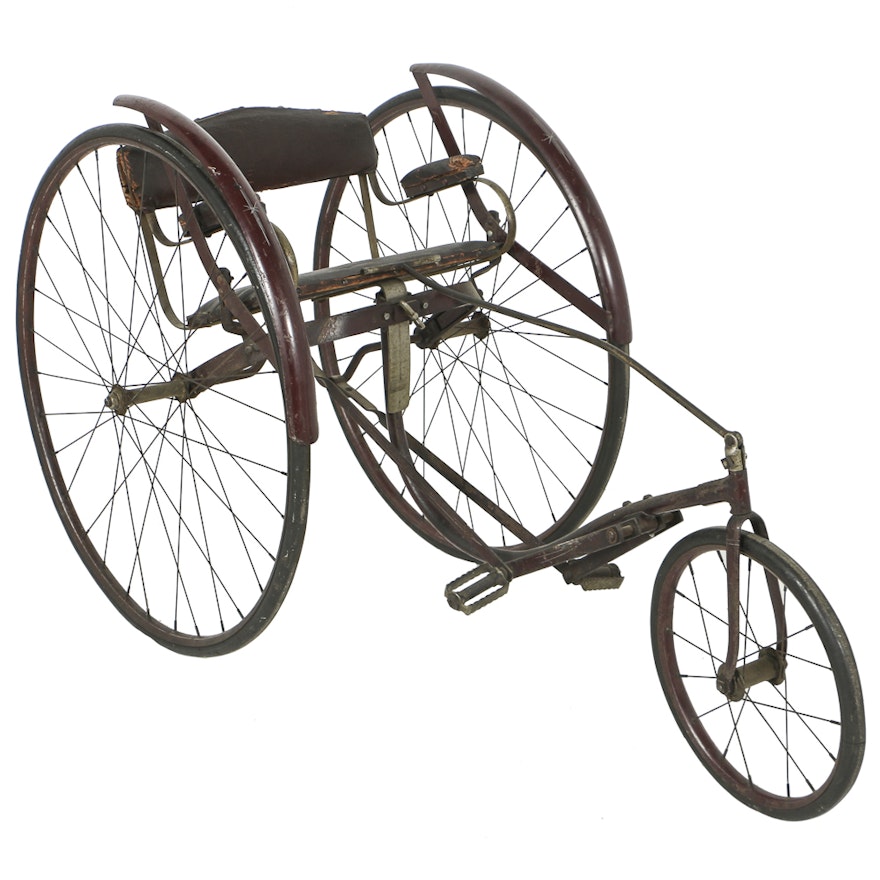 Rare Circa 1890 Three Wheel Velocipide Tricycle