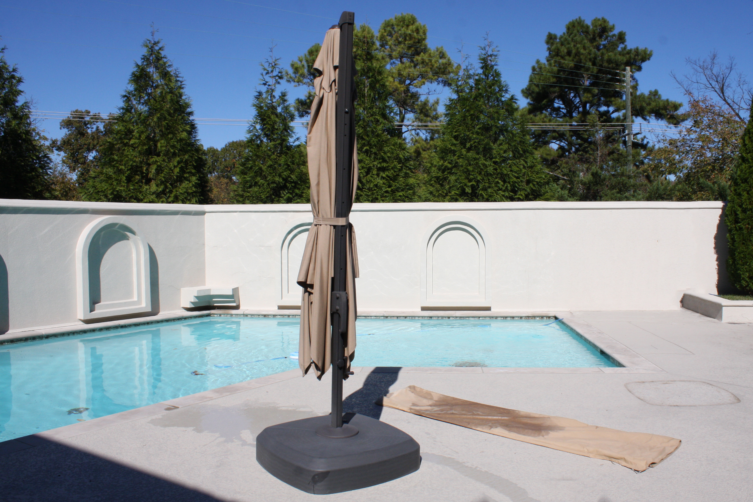 Sunbrella Outdoor Umbrella with Base and Cover