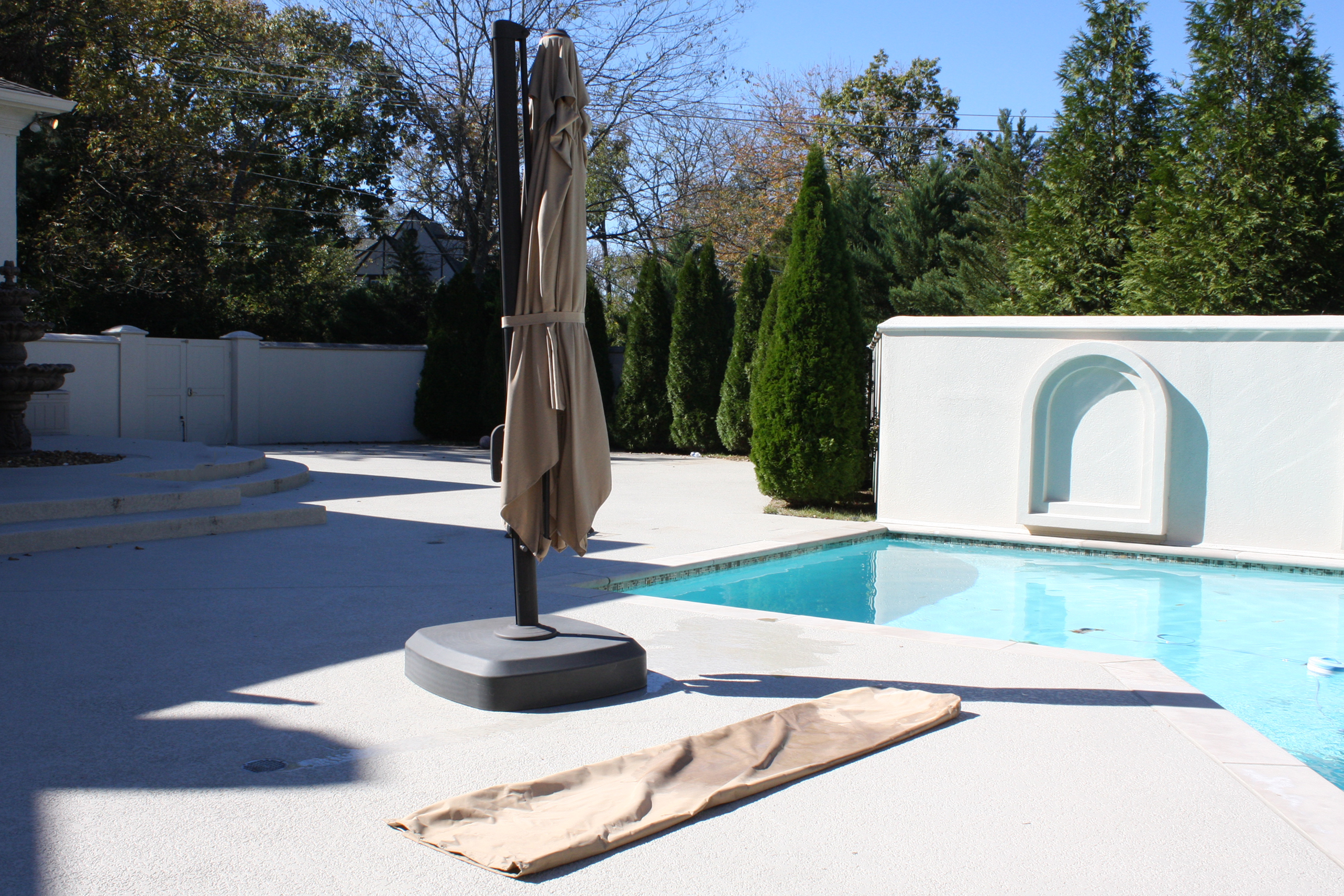 Sunbrella Outdoor Umbrella with Base and Cover