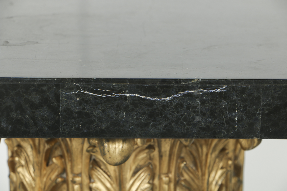Vintage Classical Style Ebonized and Parcel-Gilt Pedestals with Marble Terminals