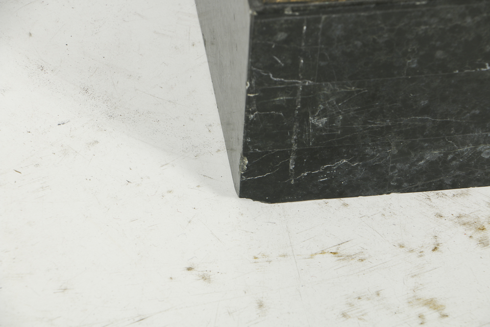 Vintage Classical Style Ebonized and Parcel-Gilt Pedestals with Marble Terminals