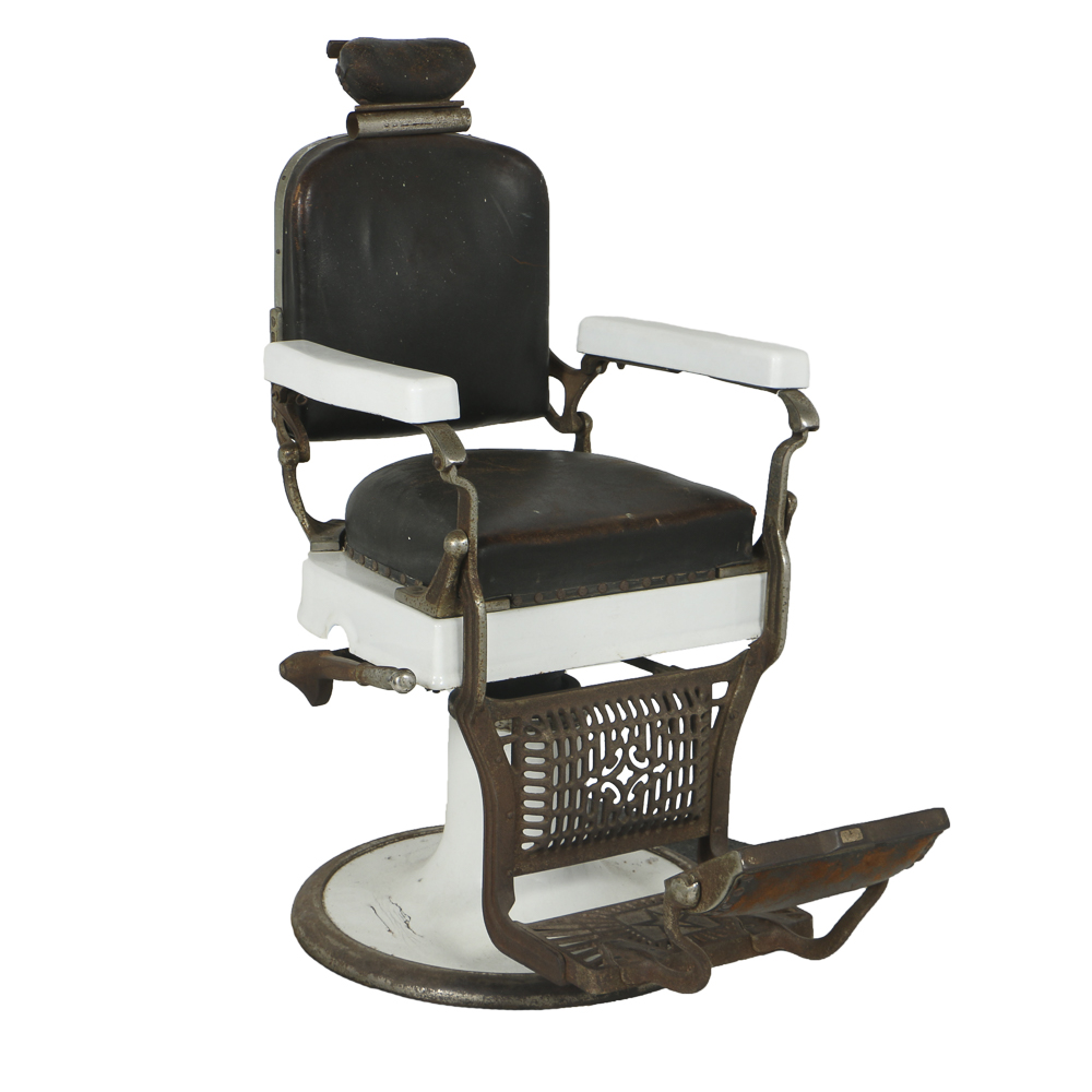 Antique Universal Enameled Porcelain Barber Chair