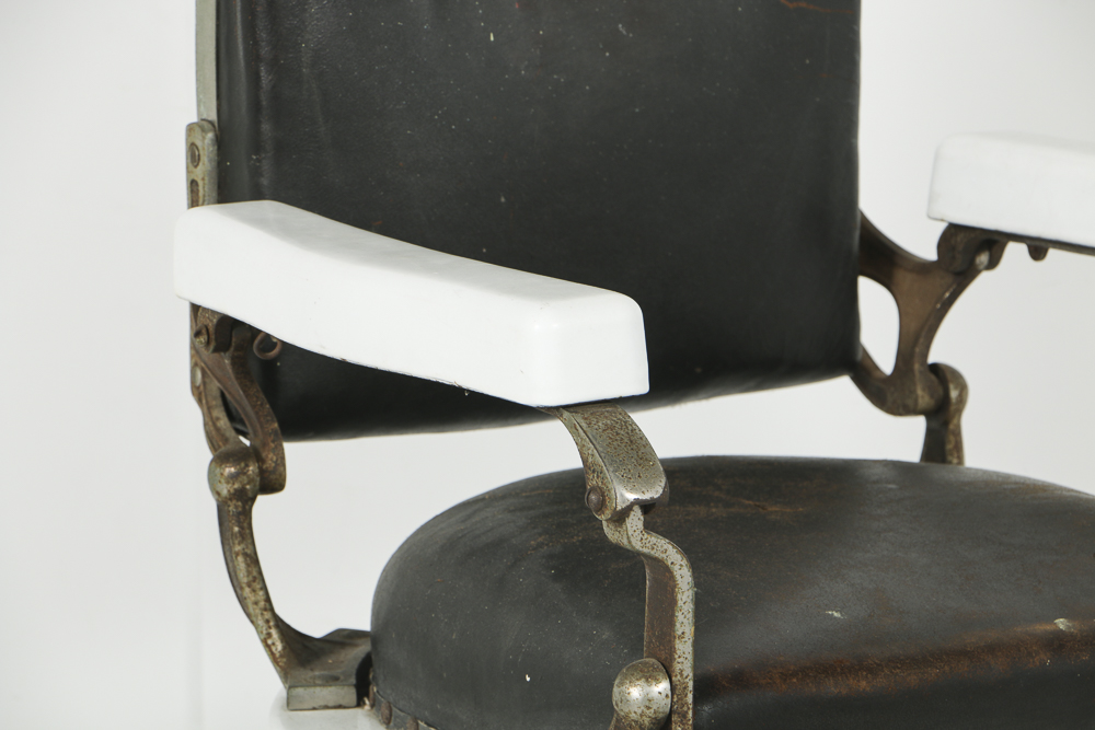 Antique Universal Enameled Porcelain Barber Chair