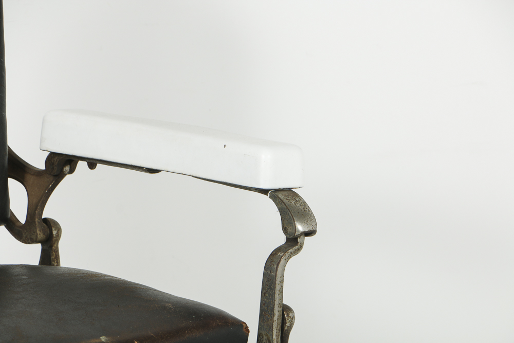 Antique Universal Enameled Porcelain Barber Chair